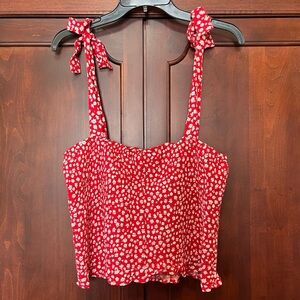 American Eagle Red Floral Top